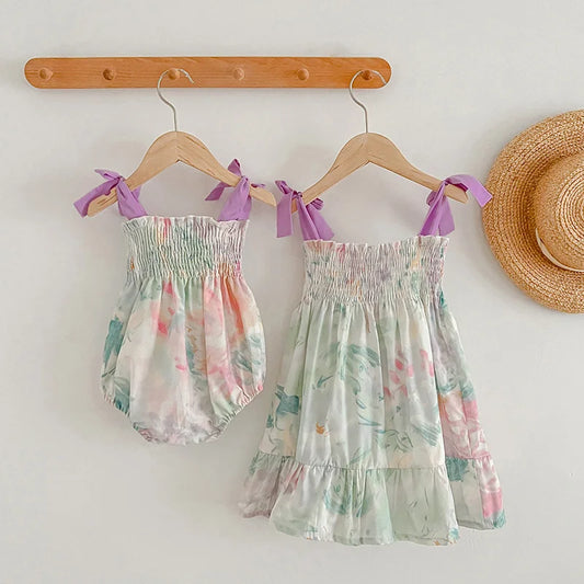 Baby Girl Dress and Romper Set