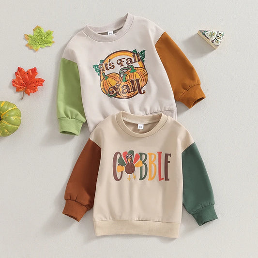 Kids Boys Halloween Sweatshirt | Pumpkin Turkey Print