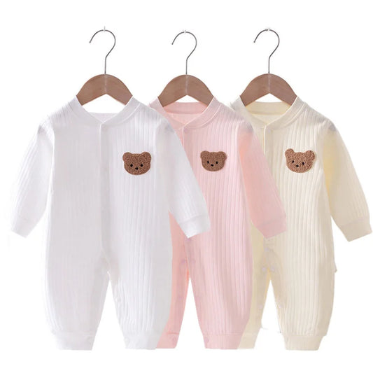 Cartoon Bear Muslin Newborn Jumpsuit