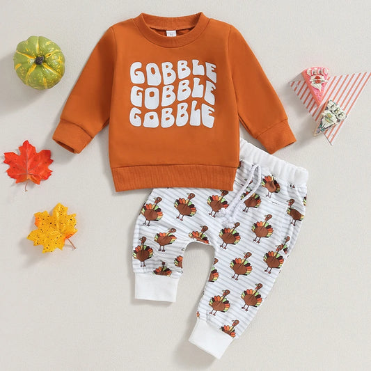 Turkey Print Toddler Thanksgiving Set