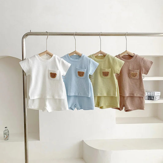 Summer Baby Clothing Set - Solid Tee and Shorts