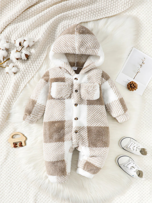 Hooded Plaid Romper for Your Little One